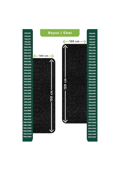 Hortumtech Kıvırcık Paspas Kir Tutucu Pvc Kapı Önü İç Dış Mekan Eko 12 Mm - Siyah 100 X 90 Cm
