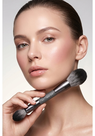 Pudra, Allık, Bronzer Ve Aydınlatıcı İçin Çift Taraflı Makyaj Fırçası - Double Ended Makeup Brush