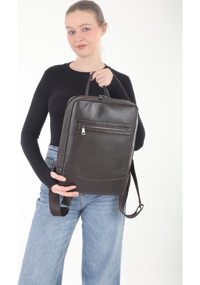 Erzeno Hakiki Deri Laptop & Evrak Çantası - Kahverengi Unisex Laptop Sırt Çantası Kahverengi - 761747751 Kahverengi