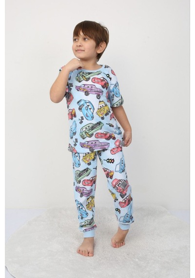 Bunny Hopp Erkek Çocuk Araba Desenli Pijama Takımı Rahat Ve Şık %100 Pamuklu Uyku Seti Mavi - Gri Bunny Hopp Erkek Çocuk Araba Desenli Pijama Takımı Rahat Ve Şık %100 Pamuklu Uyku Seti Mavi - Gri