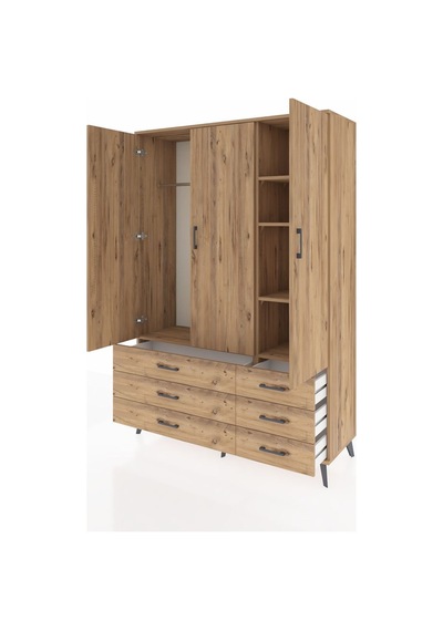 Hyperion Dolap 5 Raflı 6 Çekmeceli Tek Askılı 132x44x195 Çam-çam/çam Atlas Çam/atlas Çam Hyperion Dolap 5 Raflı 6 Çekmeceli Tek Askılı 132x44x195 Çam-çam/çam Atlas Çam/atlas Çam