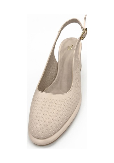 Papucumun Dünyası Kadın Slingback Kalın Topuklu Ayakkabı Bej