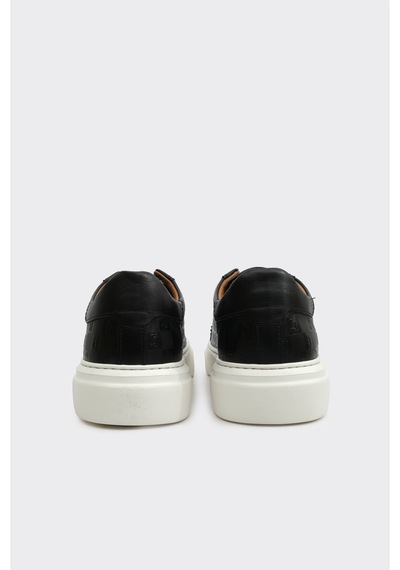 Derinet Hakiki Deri Desenli Kadın Sneaker Siyah Beyaz Siyah Beyaz
