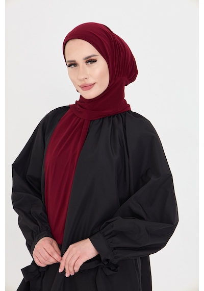 Hürrem Bone Bordo Pratik Hazır Geçmeli Tesettür Bone Sandy Boyunluklu Çıtçıtlı 2505 16 Bordo