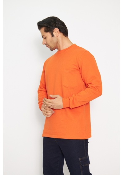 Orange Safety Sıfır Yaka Sweat %100 Pamuk Turuncu
