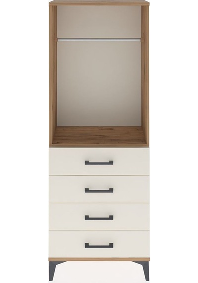 Arges Dolap Tek Raflı 4 Çekmeceli Tek Askılı 60x30x163 Çam-ay... Çam