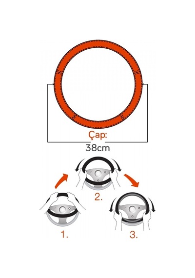Carub Direksiyon Kılıfı 38 Cm Siyah Kırmızı Dikişli Br1841930 170-05-00034