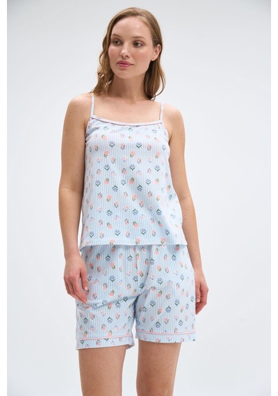 Relax Mode Kadın Mavi Şortlu Pijama Takım - 2061r