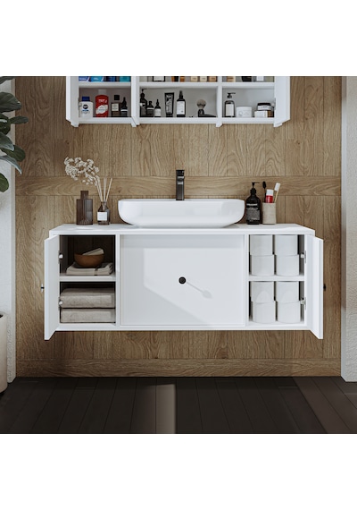 Gusto Ayaksız Oval Lavabolu Mdf 120 Cm Çekmeceli Banyo Dolabı Byz Mat Beyaz Gusto Ayaksız Oval Lavabolu Mdf 120 Cm Çekmeceli Banyo Dolabı Byz Mat Beyaz
