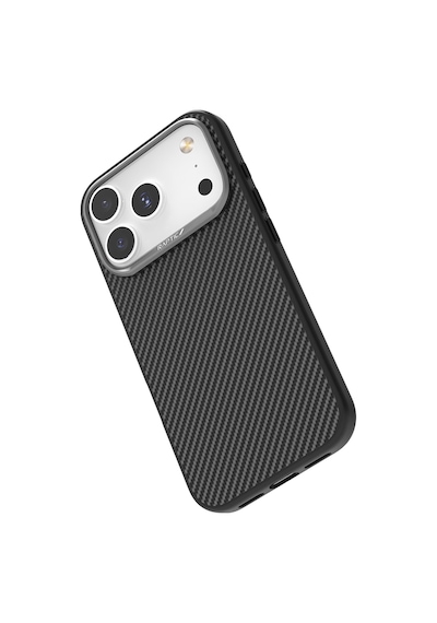 Apple Uyumlu iPhone 17 Pro Kılıf M-safe Şarjlı 600d Metal Kamera Çerçeveli Raptic Aramid Fiber Serisi Kapak Siyah