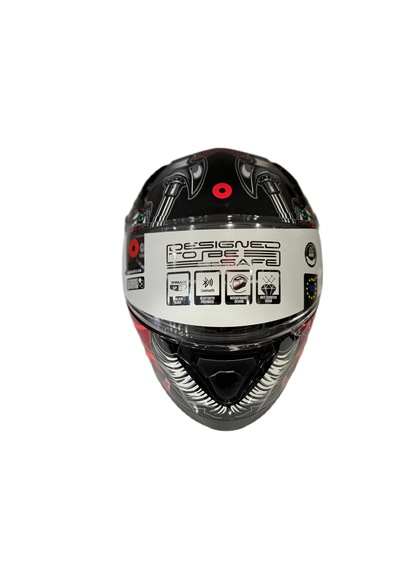 Shiro Katana Sv Samurai Kapalı Kask Kırmızı - Siyah