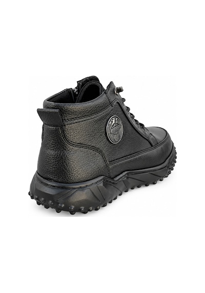 Yalçın Erkek Siyah Suni Deri Kışlık Bot Lastik Bağcıklı Yan Fermuarlı Outdoor Trekking Bot Siyah - 925399672 Siyah