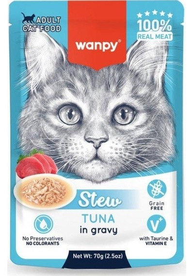 Wanpy Stew Gravy Pocuh Ton Balıklı Yetişkin Yaş Kedi Maması 70 Gr