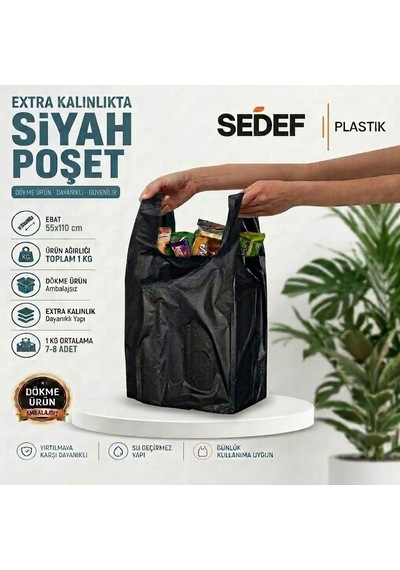55x110 Siyah Kalın Atlet Poşet