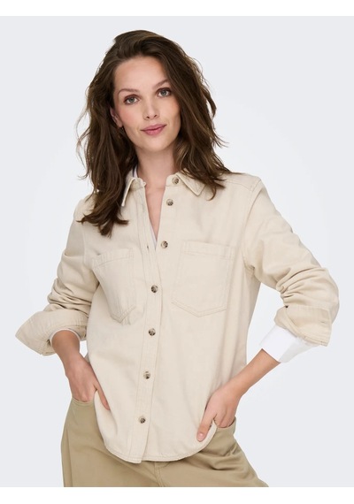 Only Onlsilla L/s Fitted Cc Pnt Kadın Gömlek 15338783 Ekru
