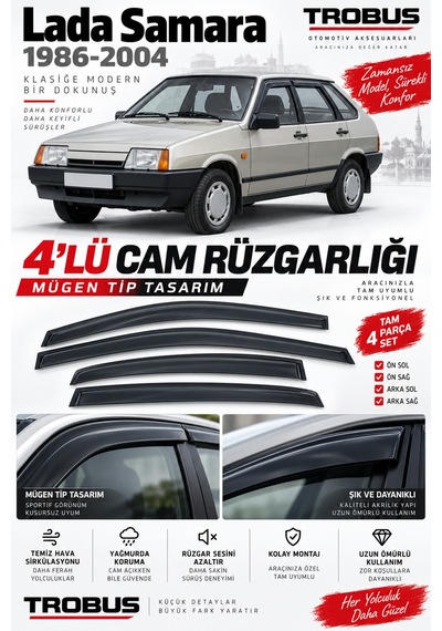 Premium Lada Samara 5 Kapı Tüm Kasalar Uyumlu 4 Parça Cam Rüzgarlığı Tüm Yıllar