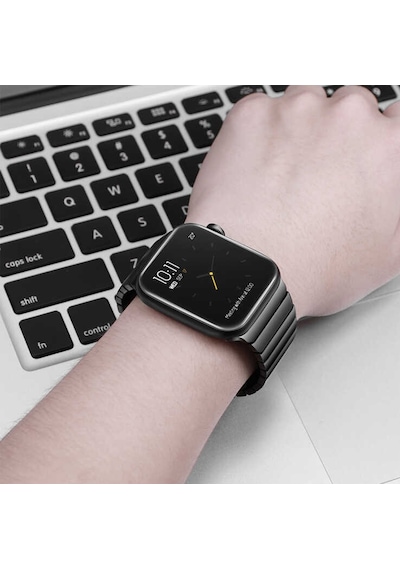 Ekılıf - Apple Uyumlu  Watch 38mm - Kordon Metal Kordon Krd-35 - Siyah