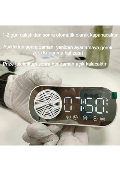 Akıllı Çalar Saat Fm Radyo Bt Modu Çift Alarm Şarj Edilebilir Pil Ve Parlaklık Ayarlı Tasarım Pembe