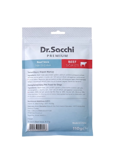 Dr.sacchi Premium Sığır Etli Çubuk Tahılsız Köpek Ödülü 5'' 10'lu 100 Gr