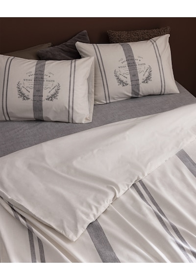 Madame Coco Leonore King Size %100 Pamuk Ranforce Baskılı Çarşaflı Nevresim Takımı - Gri 8684427302958 Çok Renkli