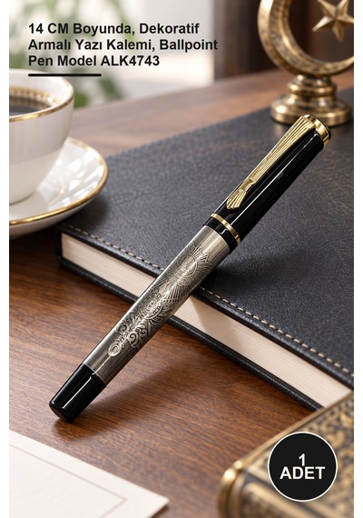 1 Adet Osmanlı Arması Tükenmez Kalem 14 Cm Boyunda, Dekoratif Armalı Yazı Kalemi, Ballpoint Pen Model Alk4743