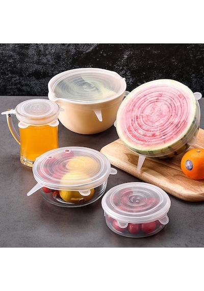 6 Lı Silikon Streç Kapak Tencere Kapak Silikon Bone Tencere Bone