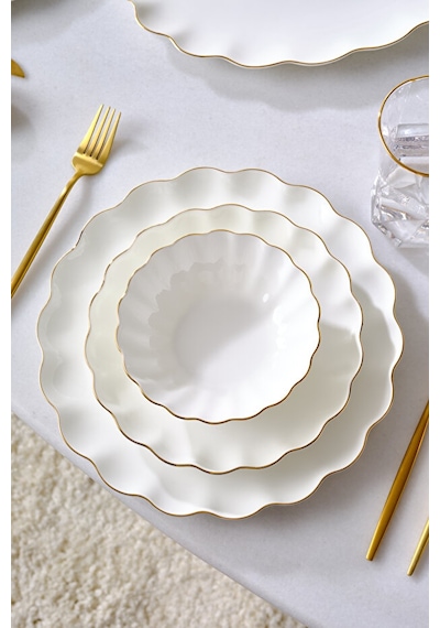 Karaca  Fine Pearl Extra Shell 55 Parça 12 Kişilik Yemek Takımı Gold