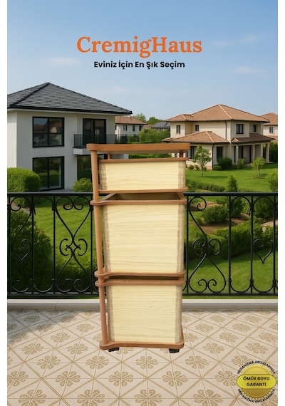 Ahşap Sebzelik Geleneksel Tasarım Kare 2 X 7 Lt + 3 Lt Kapasiteli Akça Desenli Diğer
