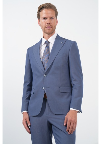 İmza İndigo Kırlangıç Yaka 6 Drop Slim Fit Tam Astar Esnek Takım Elbise 1001260174 Indigo