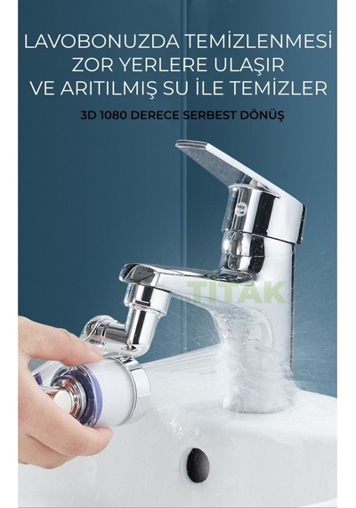 Titak Yeni Filtreli 1080 Derece Dönebilen Krom Kaplama Musluk Ucu