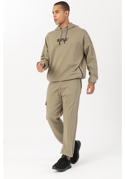 Maraton Sportswear Oversize Erkek Lastik Paça Basic Açık Haki Eşofman Altı 22466 Açık Haki