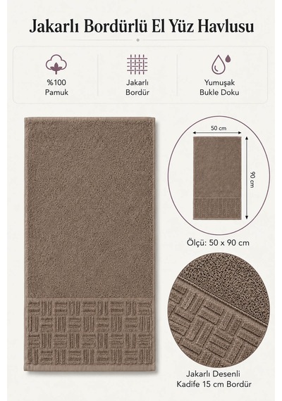 El Yüz Havlusu 50x90 Cm Kısmi Kadife Terra Collection Vizon