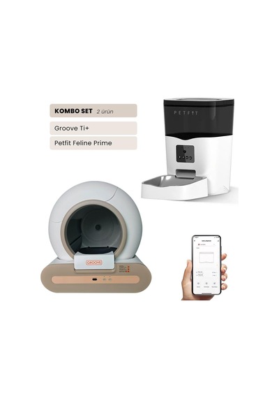 Groove Ti+ Wi-fi Akıllı Otomatik Kedi Tuvaleti Kahverengi + Petfit Feline Prime 3l Wi-fi Kameralı Akıllı Otomatik Mama Kabı Besleme Ünitesi Bundle