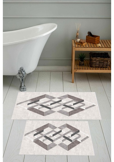 Eliana Home Dijital Baskı 2'li Banyo Paspas Takımı Lna5-0729 100x60 Ve 60x50 Cm Krem