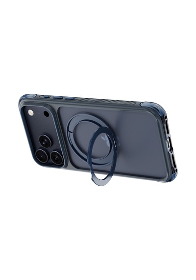 Apple iPhone Uyumlu 18 Pro Kılıf Wiwu Ag-203 Aeroguard Ultra Serisi M-safeli Airbag Standlı Kapak Lacivert