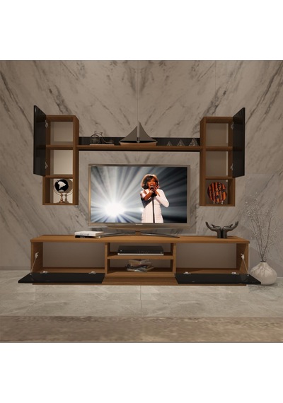 Decoraktiv Eko 5dab Slm Dvd Tv Ünitesi Tv Sehpası Ceviz - Siyah