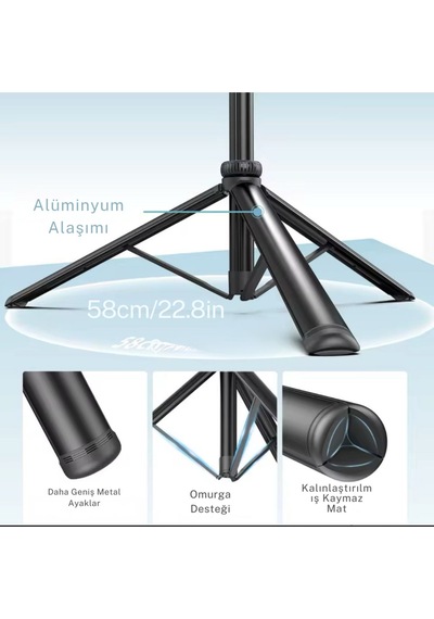 Selfie Stick 360 Derece Bluetooth Kumandalı Selfie Çubuğu Tripod Monopod