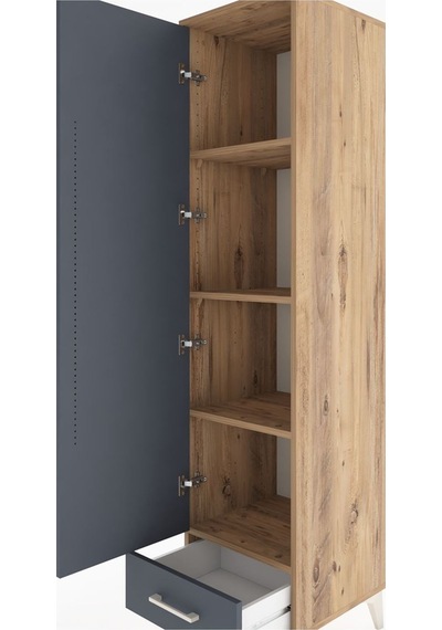 Hyperion Dolap 4 Raflı Tek Çekmeceli Tek Kapaklı 44x44x182 Ça... Çam