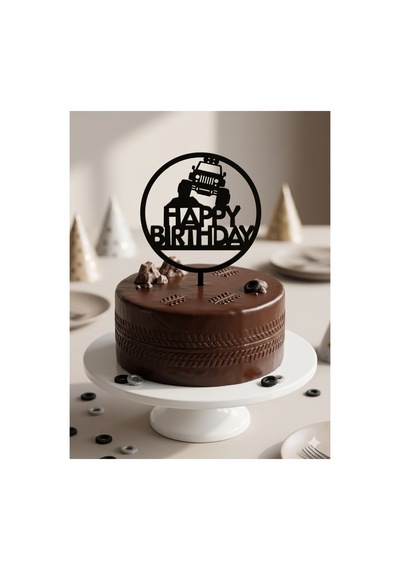 Doğum Günü Pasta Süsü Dağ Jeep Jip Temalı Happybirtday 12x17 Ölçülerinde Tüm Yaşlar