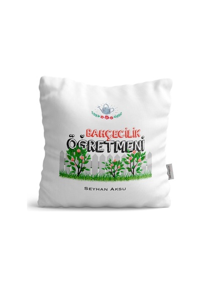 Kişiye Özel Bahçecilik Öğretmeni Saten Yastık - 2 Beyaz