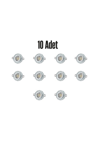 Ct-6598 Sim Cam Spot Ampülsüz Led Efekli 10 Adet - 3 W Led Çerçeveli Beyaz