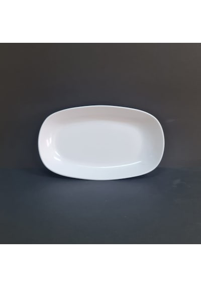 2 Adet Standart Melamin Kayık Tabak Orta Salata Tabağı 24x14 Cm - Beyaz Beyaz
