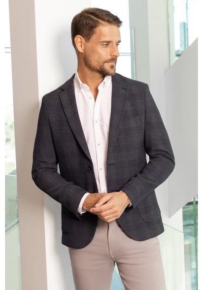 Morven Erkek Lacivert Dokuma Slim Fit Mono Yaka Ceket 25ms002011200 Lacivert