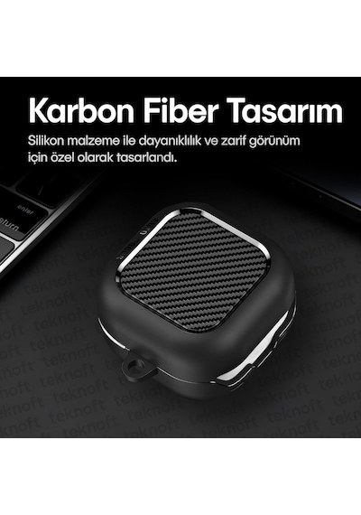 Samsung Galaxy Buds 4 Pro Ve Buds 4 İle Uyumlu Mat Karbon Fiber Dokulu Darbelere Dayanıklı Prem