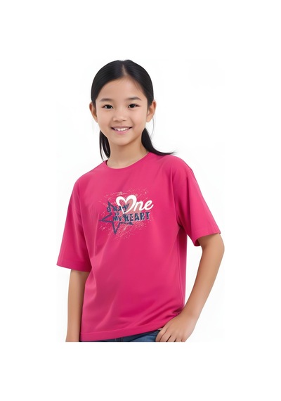 Fyk Kids Kız Çocuk Baskılı Tişört Fuşya