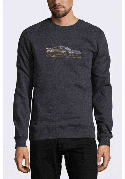 Audi Redz Baskılı Füme Antrasit Erkek Örme Sweatshirt