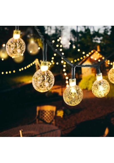 Solar Güneş Enerjili 6 Metre 30 Led Top Sarı Bahçe Teras Parti Balkon Süsü Aydınlatma Lambası