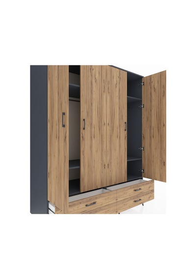 Kronos Gardrop 6 Raflı 4 Çekmeceli 2 Askılı 176x59x221 Antrasit-çam Beyaz Kronos Gardrop 6 Raflı 4 Çekmeceli 2 Askılı 176x59x221 Antrasit-çam Beyaz
