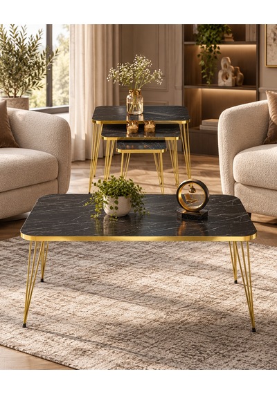Odera Bendir Siyah Mermer Desenli Orta Sehpa Ve Zigon Sehpa 4'lü Set Metal Tel Ayaklı Modern Retro Salon Sehpası Diğer Odera Bendir Siyah Mermer Desenli Orta Sehpa Ve Zigon Sehpa 4'lü Set Metal Tel Ayaklı Modern Retro Salon Sehpası Diğer