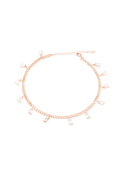 Brezza Lusso Jewelry Damla Zirkon Taşlı Gurmet Zincir Gümüş Kadın Ayak Halhal Rose